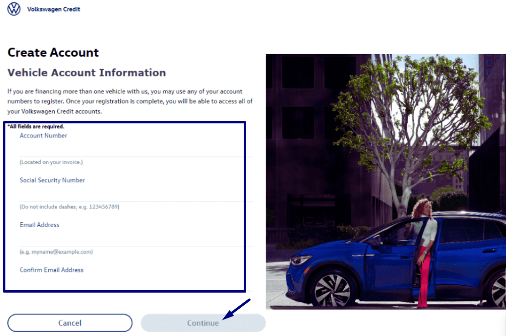 Create VW Credit account