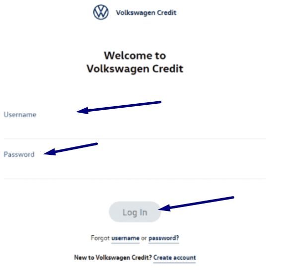 vw credit login process